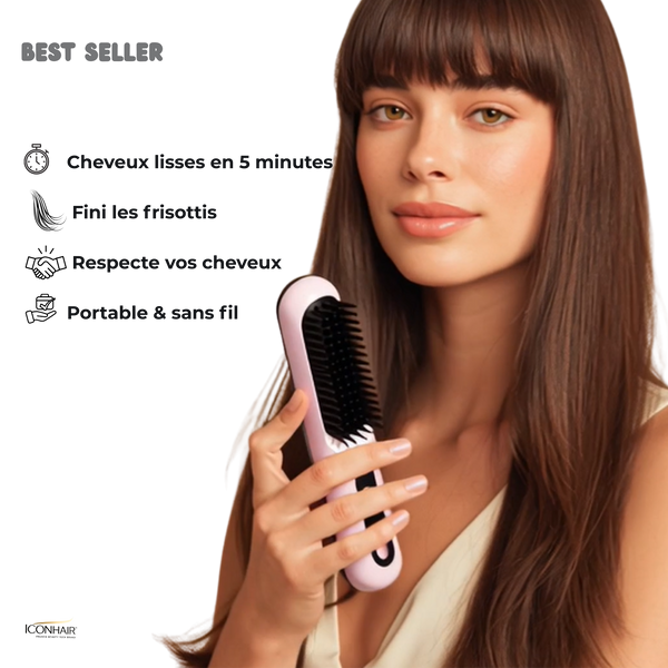 Brosse Chauffante IconHairâą â Lissage Express & Anti-Frisottis